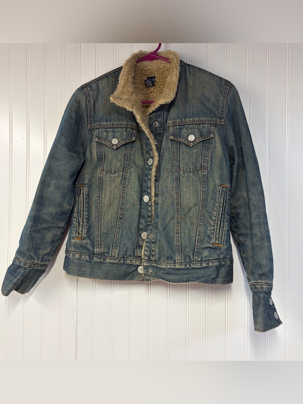 GAP Blue Denim Sherpa-Lined Jacket Small